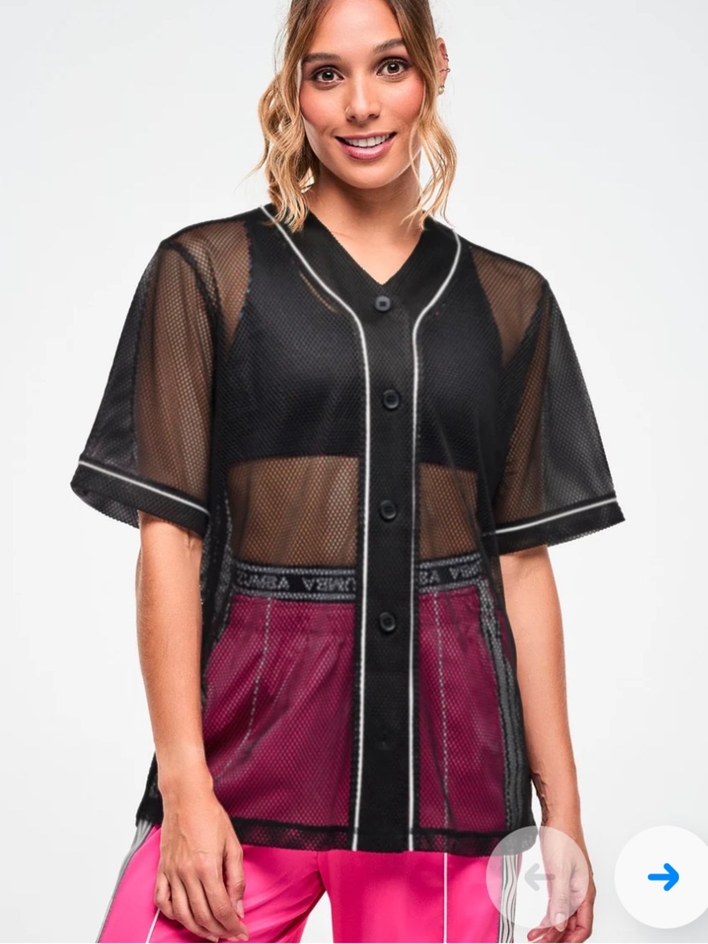Zumba Electric Feel Unisex Black Mesh Baseball Jersey